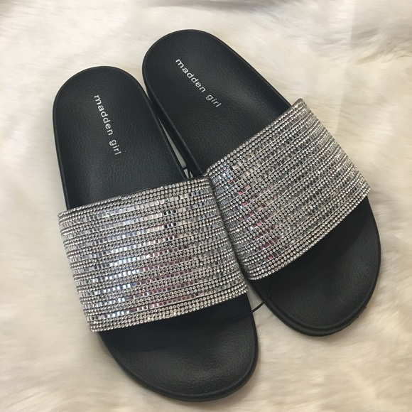 madden girl rhinestone slides